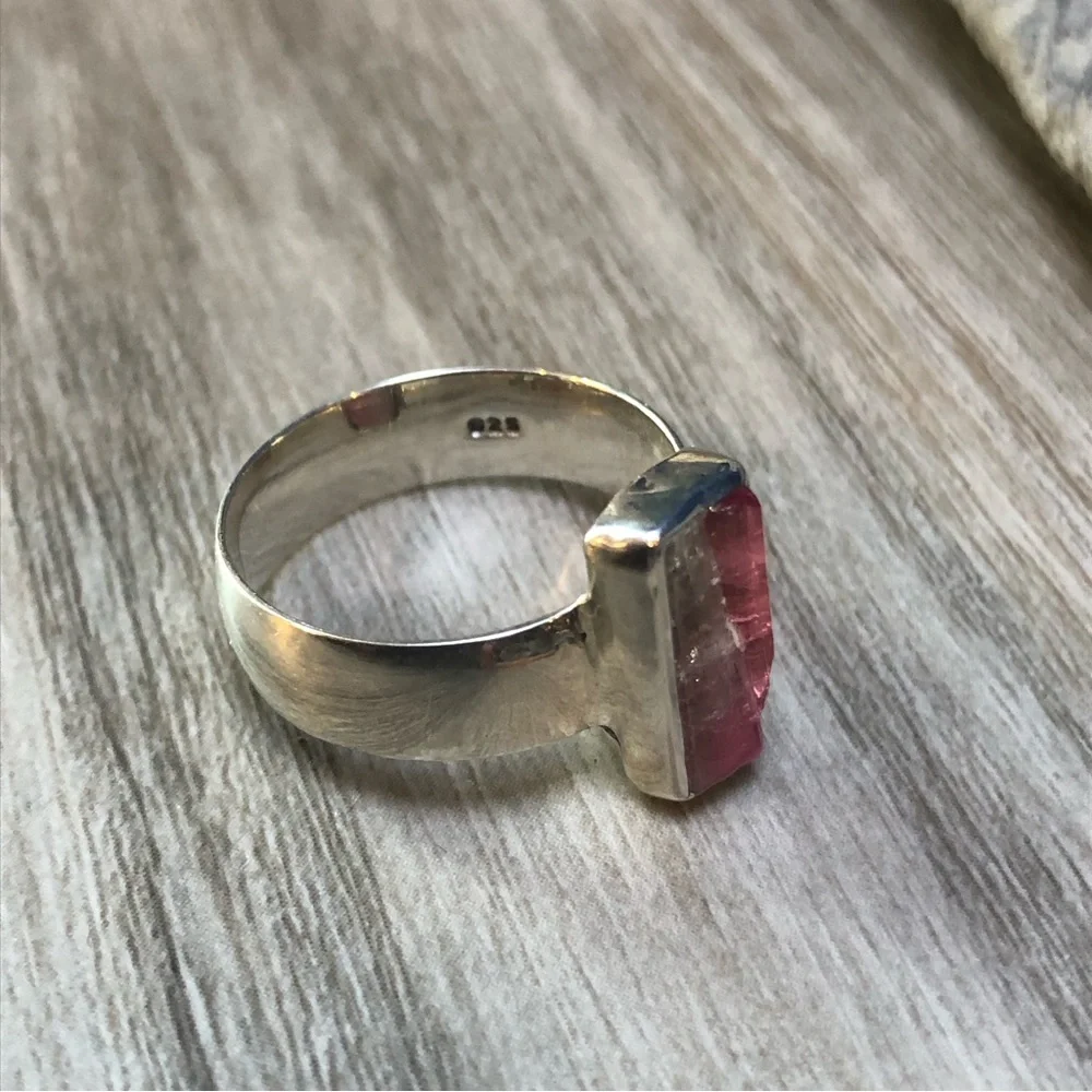 Raw Tourmaline Sterling Ring - Picture 3 of 11